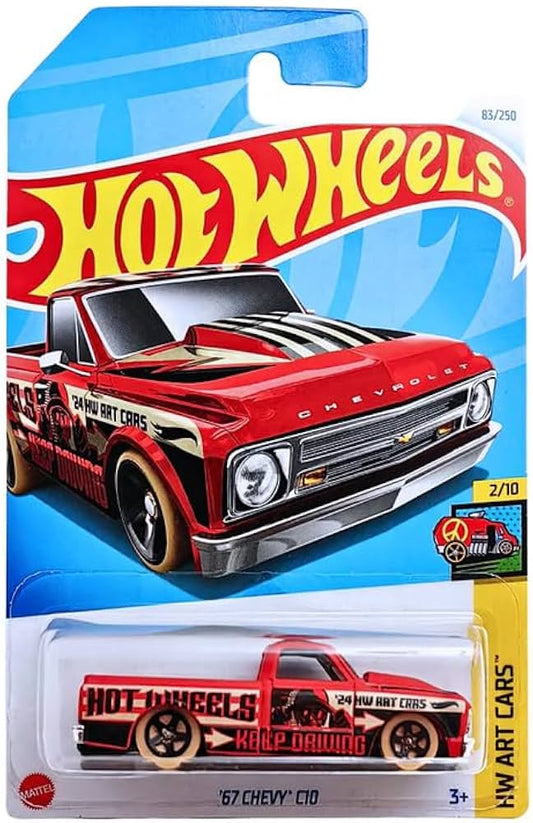 Hot Wheels 67 Chevy C10 HW Art Cars for Ages 3 and Up (Red)