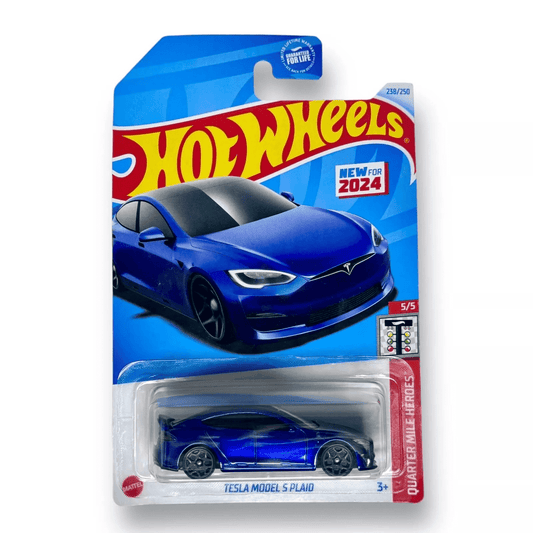 Hot Wheels Tesla Model S Plaid Quarter Mile Heroes Ages 3 and Up by Small CLAP (Blue)