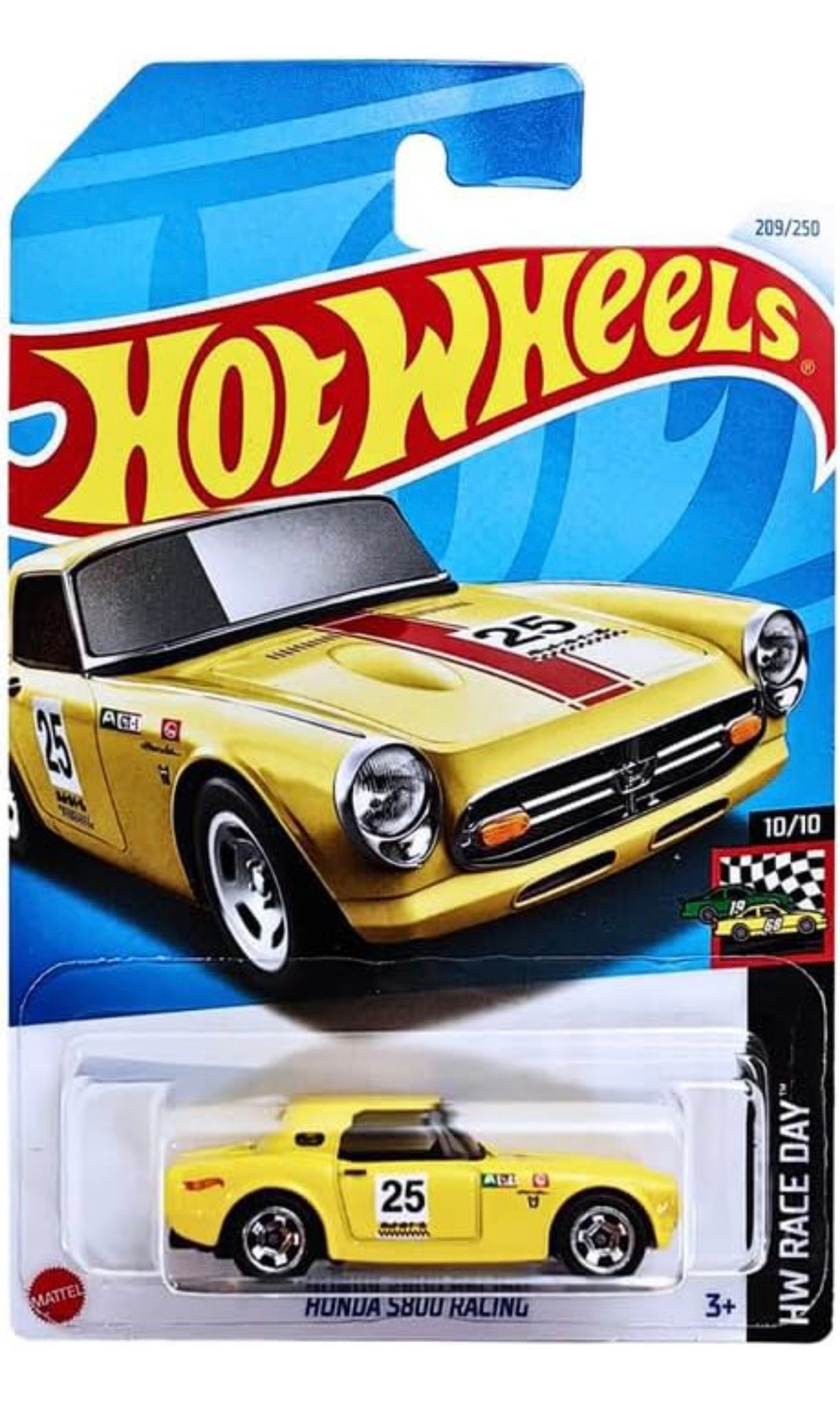 Hot Wheels 1:64 Scale Honda S800 Racing HW Race Day for Ages 3 and Up (Yellow)