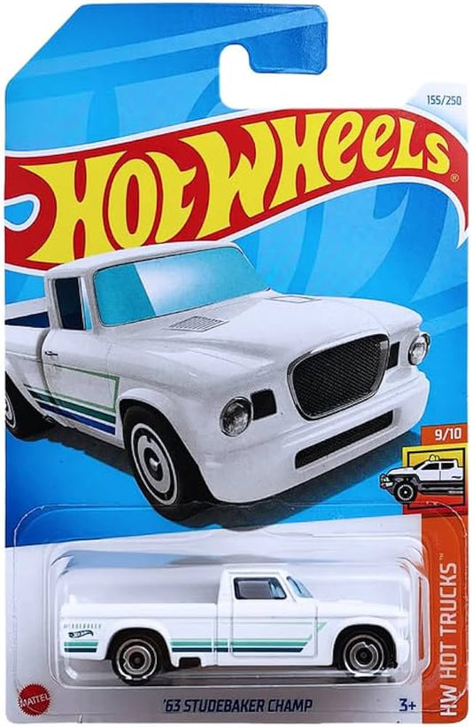 Hot Wheels 1:64 Scale 63 Studebaker Champ HW Hot Trucks for Ages 3 and Up (White)